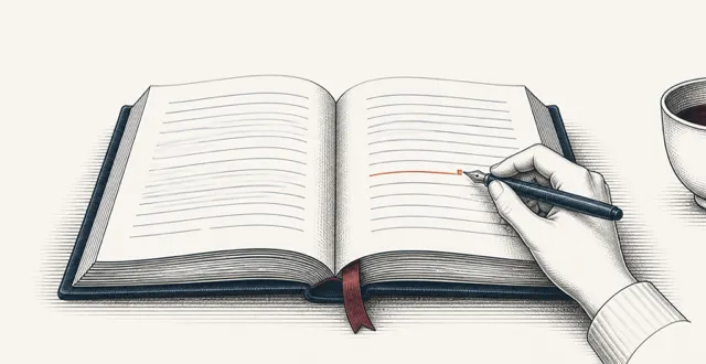 A nib pen underlining a single line on the page in red